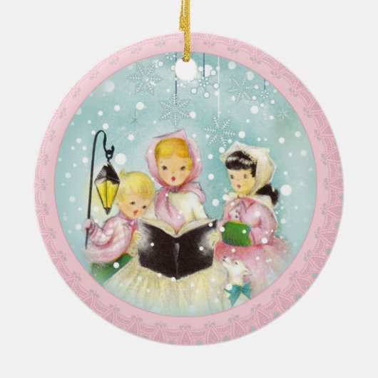 Retro Carolers Christmas Holiday Tree Ornament (Achterkant)