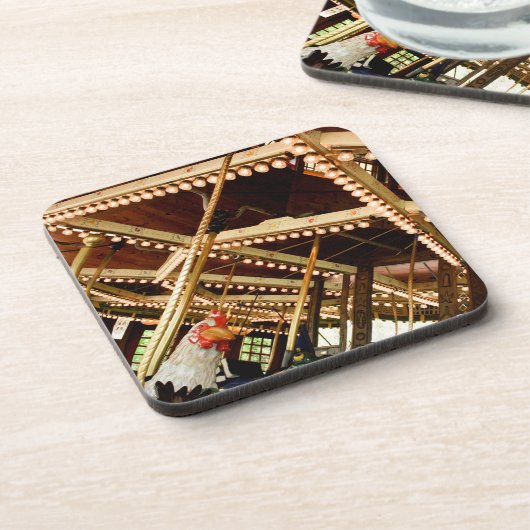 Retro Carousel Rooster Bier Onderzetter (Linkerzijde)