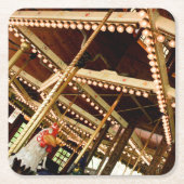 Retro Carousel Vierkante Kartonnen Onderzetter (Voorkant)