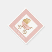 Retro Carriage Pastel Roze Wit Baby Meisje Douche Servet (Hoek)