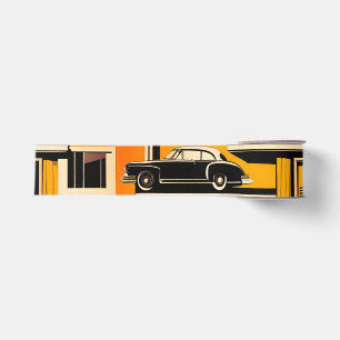 Retro Cars geometrische mosterd midden eeuw Grosgrain Lint