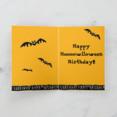 Rétro carte d'anniversaire de Halloween de chat (Intérieur)