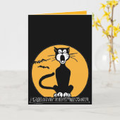 Rétro carte d'anniversaire de Halloween de chat (Fleur jaune)