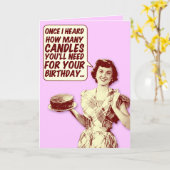 Rétro carte d'anniversaire drôle de femme au foyer (Fleur jaune)