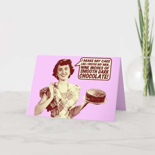 Rétro carte d'anniversaire drôle de femme au foyer (Devant)