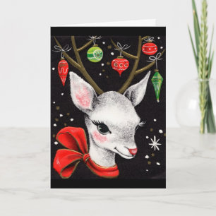 Rétro carte de Noël de cerfs communs