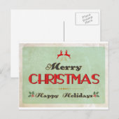 Rétro carte de Noël verte (Devant / Derrière)