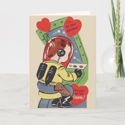 Rétro carte de Saint-Valentin d'astronaute de (Devant)