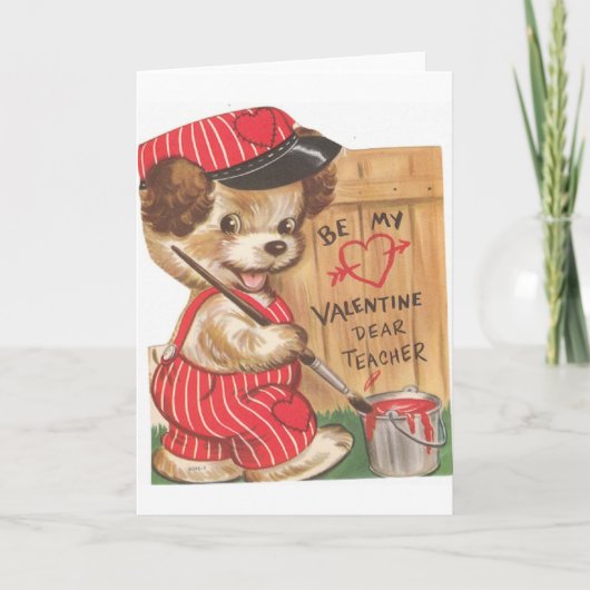 Rétro carte de Saint-Valentin de chiot pour le (Devant)