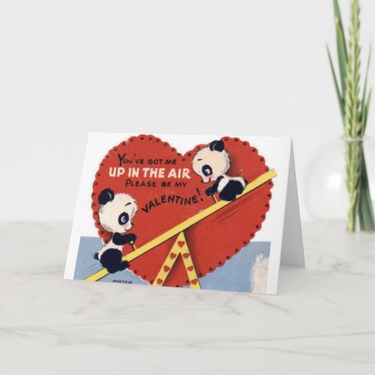 Rétro carte de Saint-Valentin d'ours panda de (Devant)