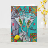 Rétro carte de salutation/note de Martini (Fleur jaune)