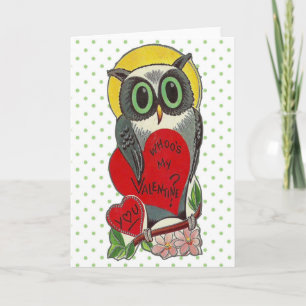 Rétro carte de Valentine de hibou