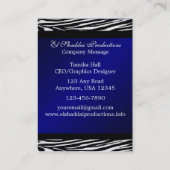 Rétro carte de visite bleu de zèbre (Dos)