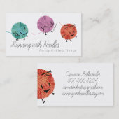 Rétro carte de visite d'aiguilles de tricot de fil (Devant / Derrière)