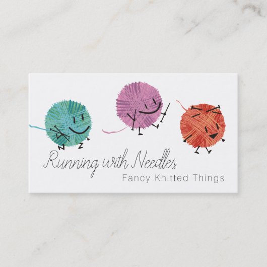 Rétro carte de visite d'aiguilles de tricot de fil (Devant)
