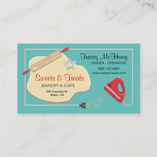 Rétro carte de visite de biscuit de boulangerie (Devant)