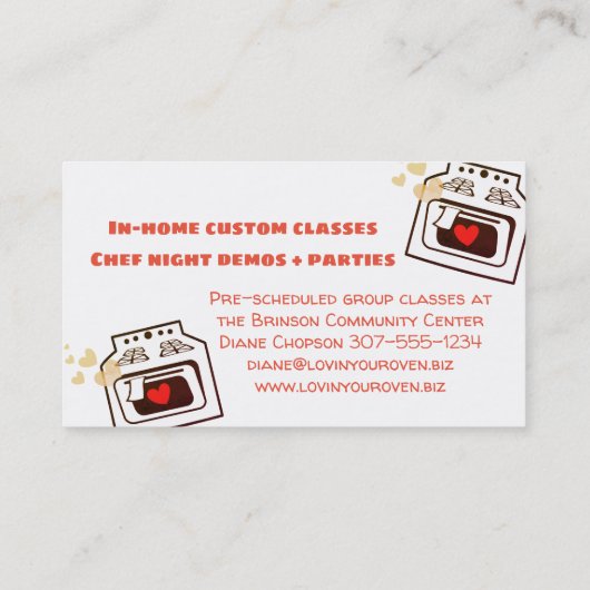 rétro carte de visite de chef de restauration de (Dos)