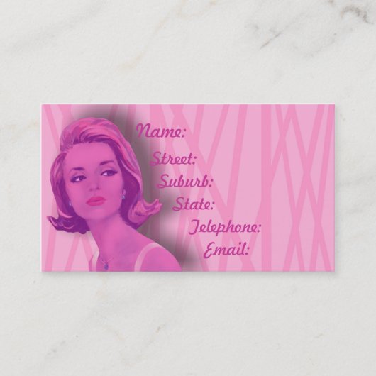 Rétro carte de visite de coiffeurs des roses pâles (Devant)