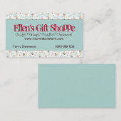 Rétro carte de visite de fleurs (aqua) (Devant / Derrière)