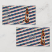 Rétro carte de visite de Fox et de hibou d'ambre (Devant / Derrière)