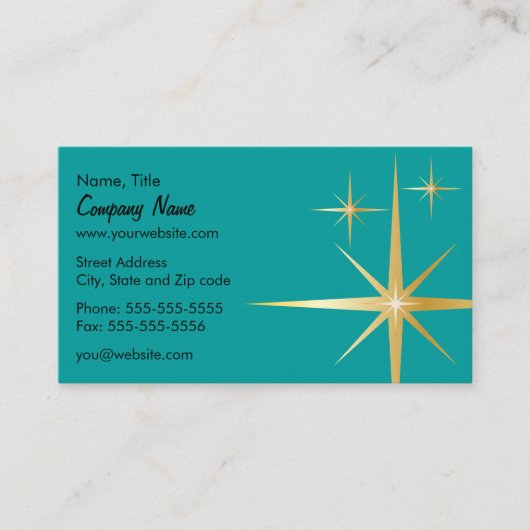 Rétro carte de visite de Starburst - Teal (Devant)