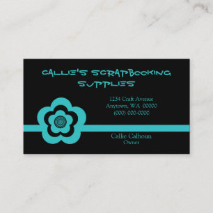 Rétro carte de visite frais de fleur, turquoise