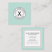 Rétro carte de visite moderne de carré de coiffeur (Devant / Derrière)