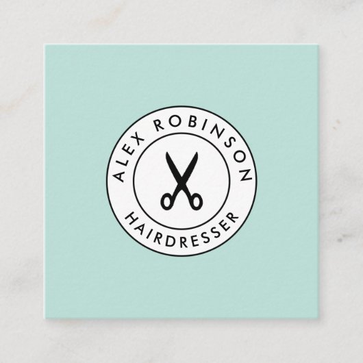 Rétro carte de visite moderne de carré de coiffeur (Devant)