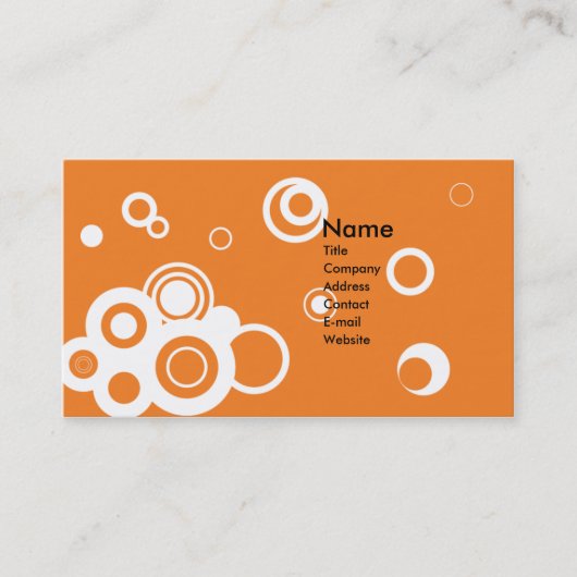 Rétro carte de visite (orange) de cercles (Devant)