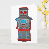 Rétro carte de voeux de blanc de robot (Fleur jaune)