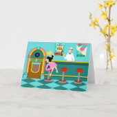 Rétro carte de voeux de fontaine de soude (Fleur jaune)