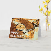 Rétro carte de voeux de joyeux anniversaire (Fleur jaune)