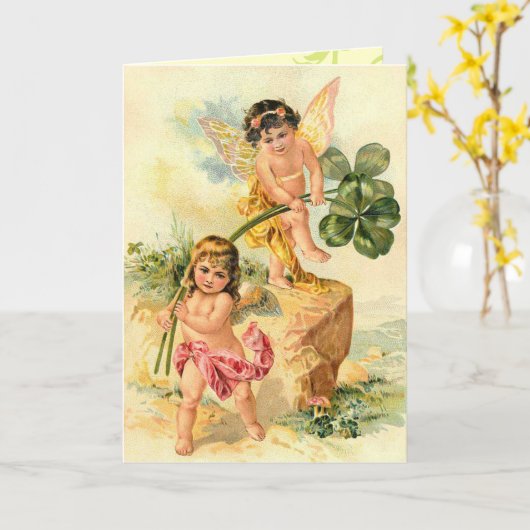 Rétro carte de voeux du jour de St Patrick (Fleur jaune)