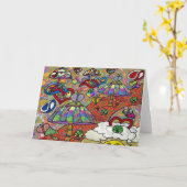 Rétro carte de voeux magique psychédélique du (Fleur jaune)