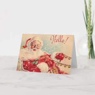 Rétro carte de voeux vintage du père noël