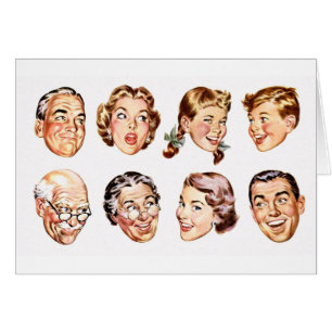 Rétro carte d'illustration de famille