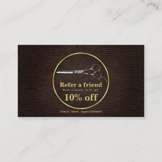 Rétro carte d'or de référence de salon de coiffure