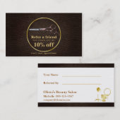 Rétro carte d'or de référence de salon de coiffure (Devant / Derrière)
