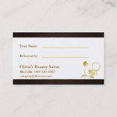 Rétro carte d'or de référence de salon de coiffure (Dos)