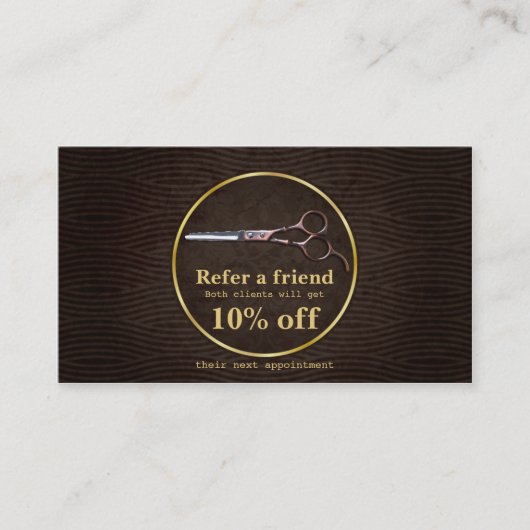 Rétro carte d'or de référence de salon de coiffure (Devant)