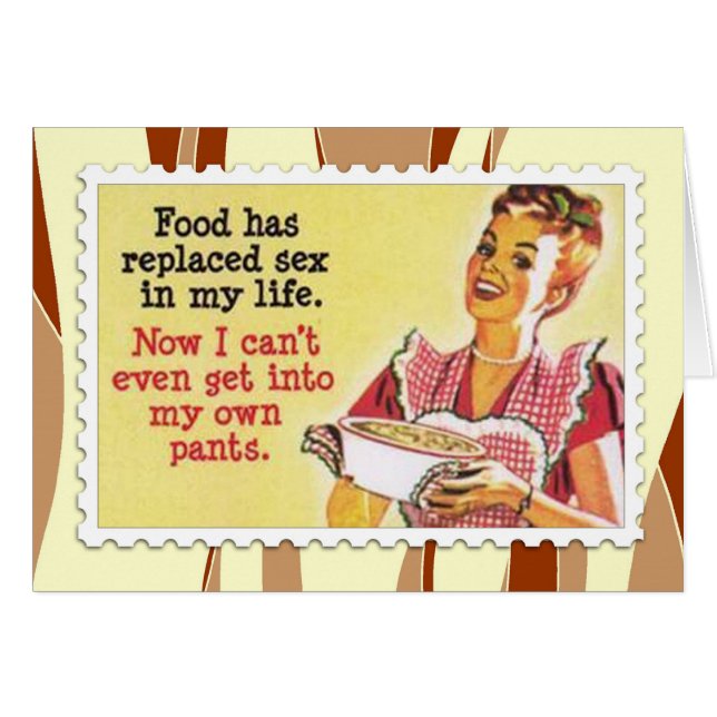 Rétro carte drôle de cuisine de femme (Devant horizontal)