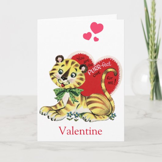 Rétro carte mignonne de Valentines de Kitty de (Devant)