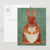 Rétro carte postale d'écureuil rouge (Devant / Derrière)