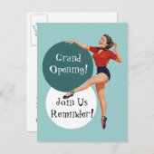 Retro Carte Postale Happy Lady Grand Ouverture (Devant / Derrière)