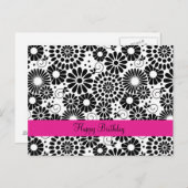 Rétro carte postale noire de fleurs blanches (Devant / Derrière)