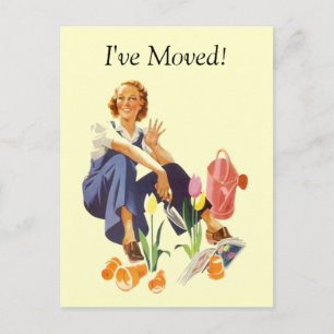 Retro Carte postale Plante Fleur Jardin Lady I've