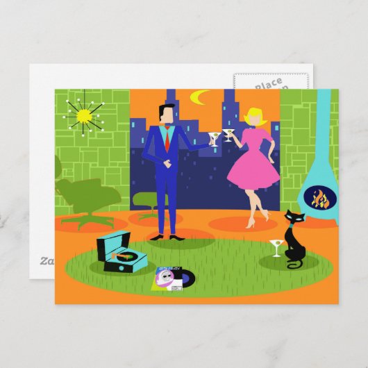 Rétro carte postale romantique de couples de (Devant / Derrière)