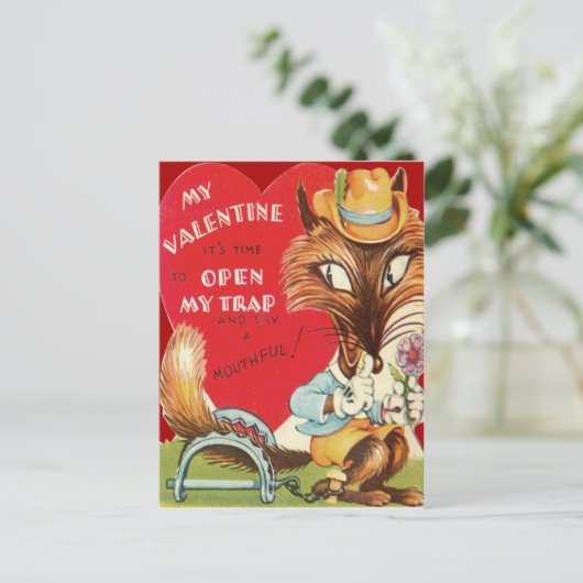 Rétro carte vintage de Fox Valentine (Debout devant)