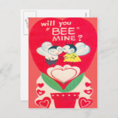 Rétro carte vintage de Valentine de couples (Devant / Derrière)