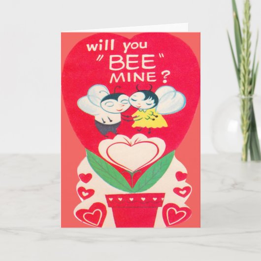 Rétro carte vintage de Valentine de couples (Devant)